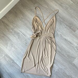 Boohoo beige/tan slinky mini dress